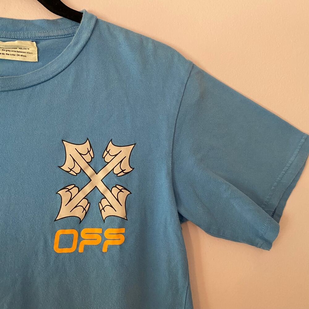 "Main Label" Off-White Blue Move Faster! Tom Jerry Short Sleeve Tee Men Large - Picture 5 of 12